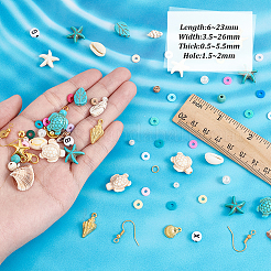 DIY Natural Shell & Synthetic Turquoise Dangle Earring Making Kits&nbsp;DIY-PH0023-57