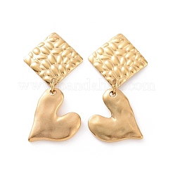 304 Stainless Steel Heart with Rhombus Dangle Stud Earrings for Women&nbsp;EJEW-G328-20