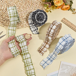 4 Rolls 4 Colors Polyester Wrinkle Check Pattern Ribbon&nbsp;OCOR-CY0003-87A