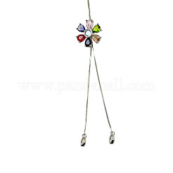 Alloy Colorful Rhinestone Rainbow Flower Slider Lariat Necklaces for Women&nbsp;WGC2EA6-04