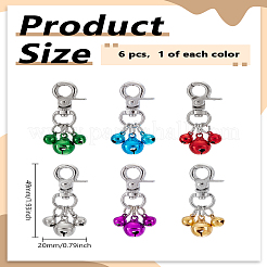 6Pcs 6 Colors Brass Bell Charms Pendant Decorations&nbsp;KEYC-LP0001-47