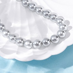 8mm Shell Pearl Round Beaded Necklaces&nbsp;NJEW-U026-15P