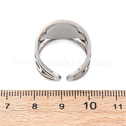 304 Stainless Steel Rhinestone Saint Benedict Open Cuff Rings&nbsp;RJEW-M069-01P