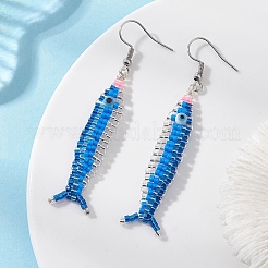 Pacific Saury Glass Seed Beads Dangle Earrings&nbsp;EJEW-MZ00647