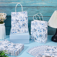 32Pcs Flower Bird Printed Paper Bags with Handles&nbsp;ABAG-GO0001-25