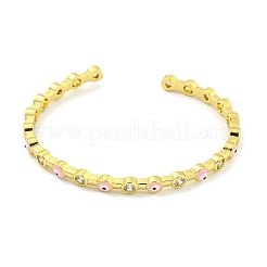 Brass Pave Clear Cubic Zirconia Open Cuff Bangles&nbsp;BJEW-Z062-04B