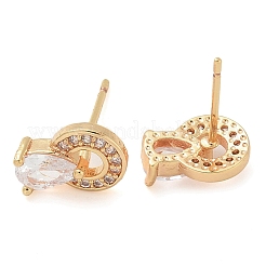Rack Plating Brass Clear Cubic Zirconia Stud Earrings&nbsp;EJEW-M090-24G