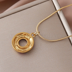 Vintage 304 Stainless Steel Enamel Sweet Donut Pendant Necklaces for Women&nbsp;NP5557