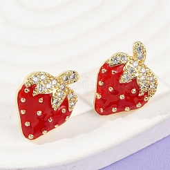 Brass Micro Pave Clear Cubic Zirconia Stud Earrings&nbsp;EJEW-F895-27C-01G