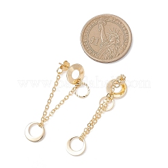 304 Stainless Steel Flat Round Tassel Stud Earrings&nbsp;EJEW-JE06883