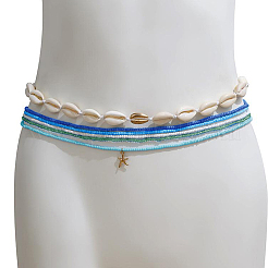 6Pcs 6 Styles Bohemian Natural Shell and Plastic Beaded Waist Chains Sets&nbsp;AJEW-CP0011-36