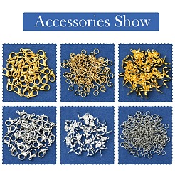 DIY Zinc Alloy Lobster Claw Clasps & 304 Stainless Steel Open Jump Rings & Brass Bead Tips Making Findings Kits&nbsp;DIY-FS0006-92