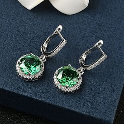925 Sterling Silver Micro Pave Cubic Zirconia Hoop Earrings&nbsp;EJEW-B147-01A-02