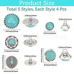 20Pcs 5 Styles 1-Hole Alloy Shank Buttons&nbsp;BUTT-CY0001-39
