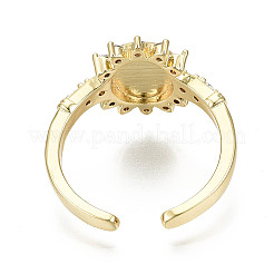 Brass Micro Pave Clear Cubic Zirconia Cuff Rings&nbsp;LS-RJEW-S044-127-NF