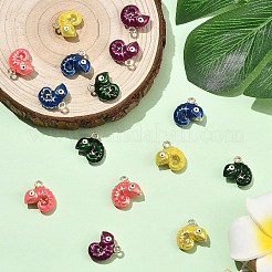 15Pcs 5 Colors Rack Plating Alloy Enamel Pendants&nbsp;ENAM-YW0009-15
