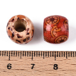 Printed Natural Wood Beads&nbsp;WOOD-N018-07