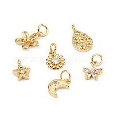 12Pcs 6 Style Brass Micro Pave Cubic Zirconia Charms&nbsp;ZIRC-PJ0001-03