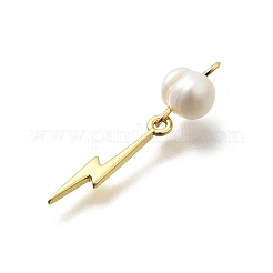 Brass & Natural Pearl Pendants&nbsp;KK-Z093-35G