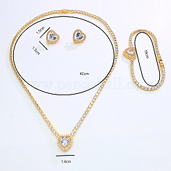 Women's Brass Micro Pave Cubic Zirconia Bracelets & Stud Earrings & Pendant Necklaces Sets&nbsp;KF3710-1