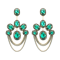 Arch with Oval Alloy Rhinestone Dangle Stud Earrings&nbsp;WGCD708-01