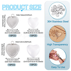 DIY 304 Stainless Steel Heart Pendant Making Kits&nbsp;DIY-TA0014-45