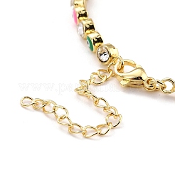 Flat Round with Evil Eye Link Chain Bracelet&nbsp;BJEW-C007-05G-03