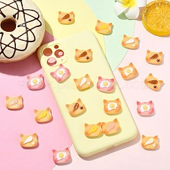 60Pcs 6 Colors Cat Shape Imitation Cookie Opaque Resin Cabochons&nbsp;CRES-CJ0001-77