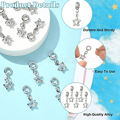 10Pcs Alloy Crystal Rhinestone Star European Dangle Charms&nbsp;MPDL-YW0001-06