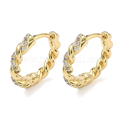 Brass Micro Pave Clear Cubic Zirconia Hoop Earrings&nbsp;EJEW-C182-05B-G