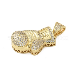 Brass Micro Pave Cubic Zirconia Pendants&nbsp;KK-P293-37G