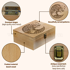 Rectangle Wooden Memory Keepsake Boxes with Lids&nbsp;CON-WH0101-004