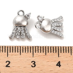 Brass Micro Pave Clear Cubic Zirconia Charms&nbsp;KK-C054-07P