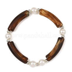 Duo Tone Acrylic Curved Tube Beaded Stretch Bracelets&nbsp;BJEW-JB14276