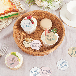 21Pcs 3 Colors Mirror Effect Acrylic Birthday Cupcake Insert Card Decoration&nbsp;AJEW-SP0001-67B