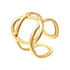 304 Stainless Steel Hollow Oval Open Cuff Rings&nbsp;RJEW-M072-03G