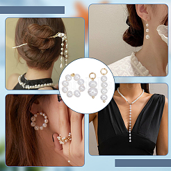 6Pcs 3 Styles Natural Cultured Freshwater Pearl Rondelle Pendants & Ring Findings Kits&nbsp;PALLOY-PH01753