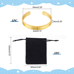 1Pc Alloy Grooved Open Cuff Bangle for Women&nbsp;BJEW-UN0001-39G