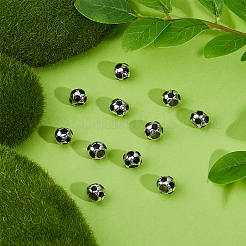 20Pcs Alloy Black Enamel Sport Ball European Beads&nbsp;ENAM-HS0001-02