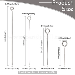 600Pcs 304 Stainless Steel Eye Pins&nbsp;STAS-FS0002-15