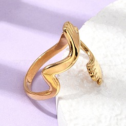 304 Stainless Steel Cuff Open Rings for Women&nbsp;RJEW-L342-01G