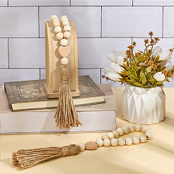 4Pcs Wood Beaded Pendant Decorations&nbsp;HJEW-MA00019