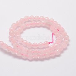 Faceted Round Natural Rose Quartz Bead Strands&nbsp;G-L437-12-6mm