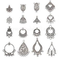 96Pcs 16 Style Tibetan Style Alloy Chandelier Component Links&nbsp;FIND-TA0002-58