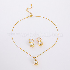 Round 304 Stainless Steel Hoop Earrings & Pendant Necklaces Sets&nbsp;LS-BA0811-3