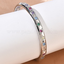 Brass Micro Pave Cubic Zirconia Cuff Bangles for Women&nbsp;BJEW-A172-02P
