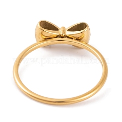 PVD Vacuum Plating 304 Stainless Steel Bowknot Finger Ring for Women&nbsp;RJEW-C086-01-G
