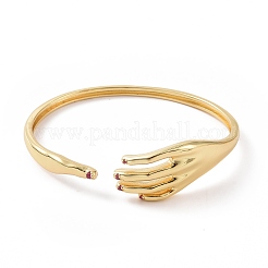 Cubic Zirconia Hand Palm Open Cuff Bangle&nbsp;BJEW-F445-14G