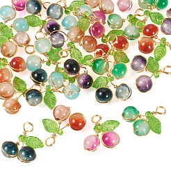 28Pcs 7 Colors Crackle Baking Paint  Glass Pendants&nbsp;PALLOY-TAC0185