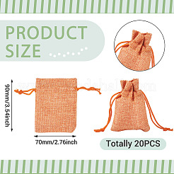20Pcs Rectangle Polyester Imitation Burlap Packing Pouches Drawstring Bags&nbsp;ABAG-TA0001-96B